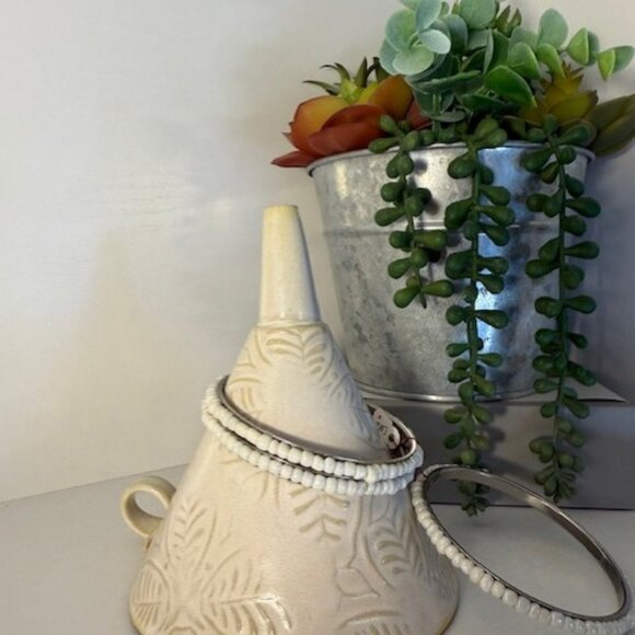 Park Lane "Cabo" Bangle Bracelet Set – White Beaded Bangles - Picture 2 of 4